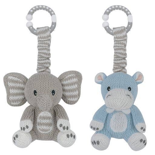 2pk Stroller Toy - Elephant & Hippo