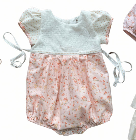 Peach Rose & Butter Cream Lace Top Playsuit