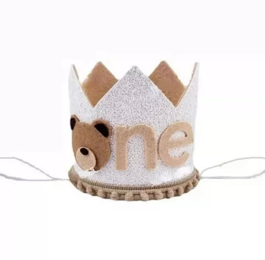 1st Birthday Crown- Brown Bear