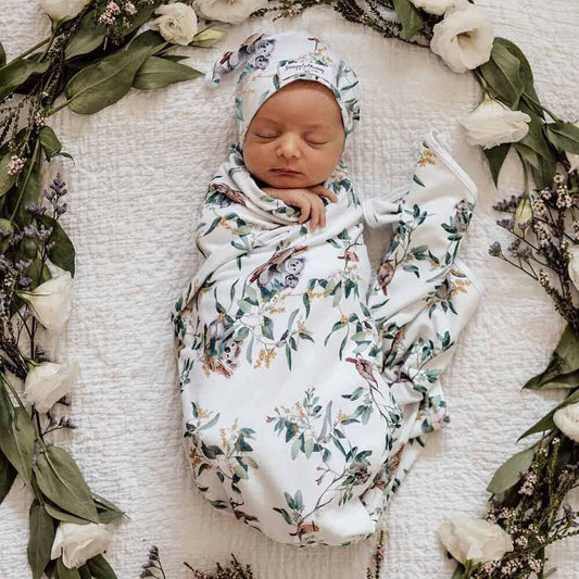 Koala Organic Jersey Wrap & Beanie Set