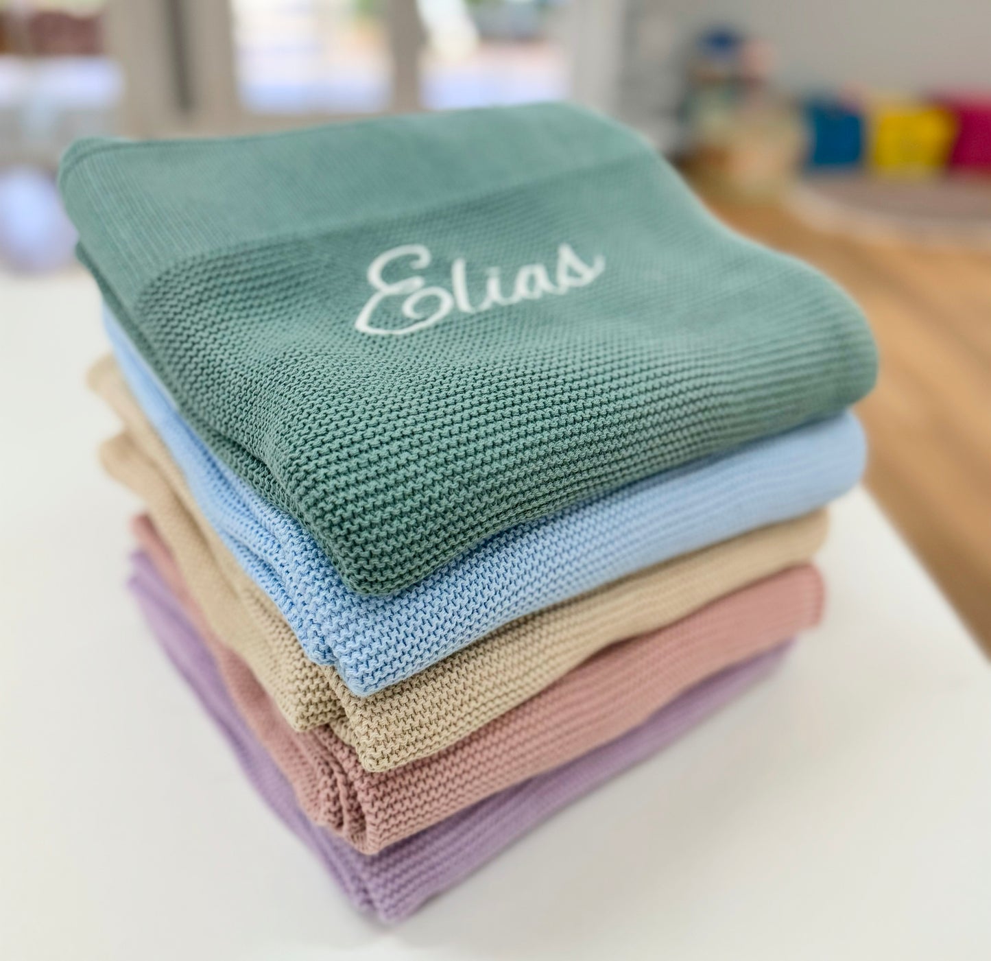 Embroidered Knit Baby Blanket